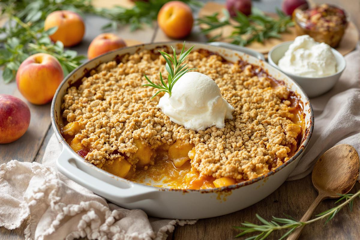 Ce crumble nectarines-romarin je le prépare en 10 minutes chrono, cuisson comprise.jpg