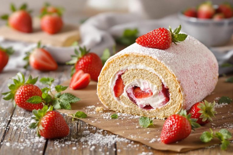 Gâteau roulé aux fraises : une recette légère et facile à réaliser.jpg
